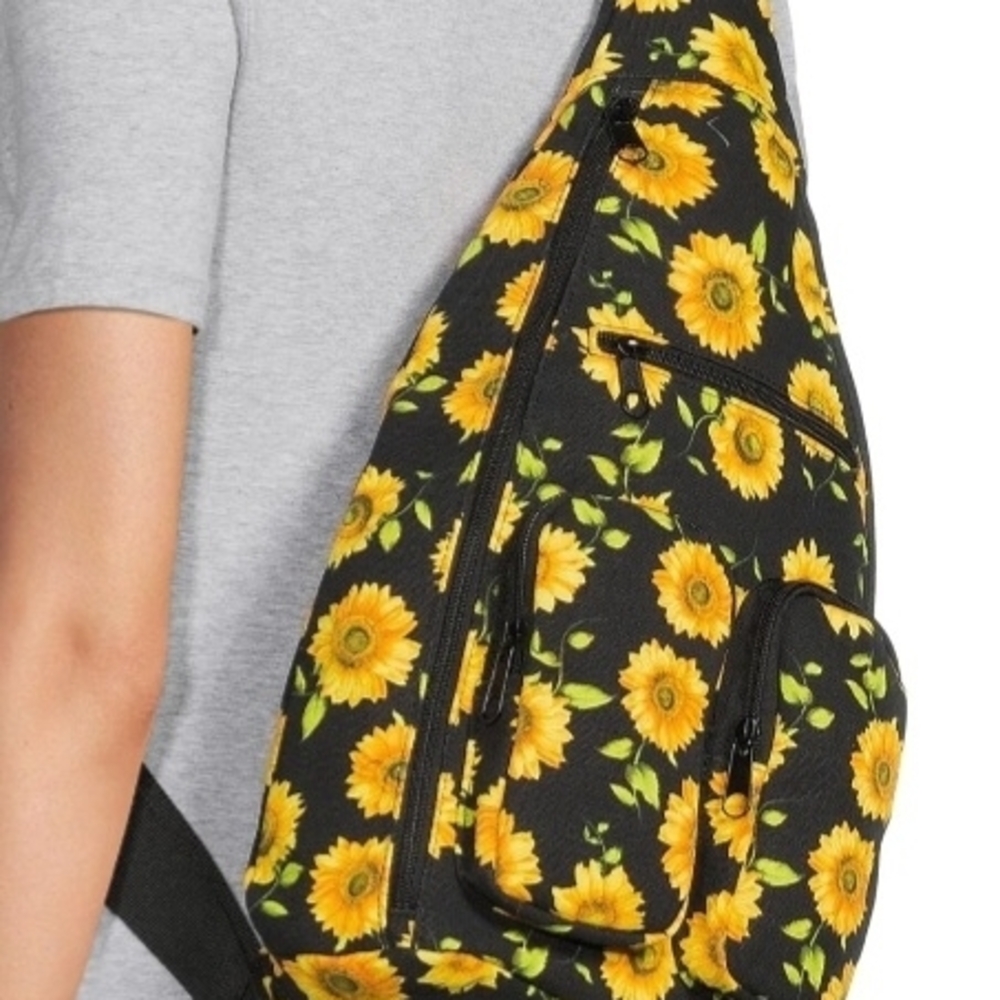 Black Sunflower Sling Backpack - Picture 4 of 8